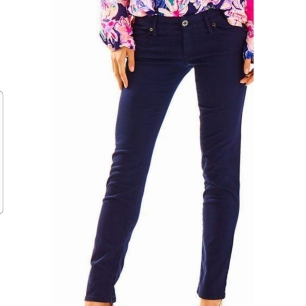 Lilly Pulitzer Navy Blue Skinny Stretch Knit Jeans Size 2